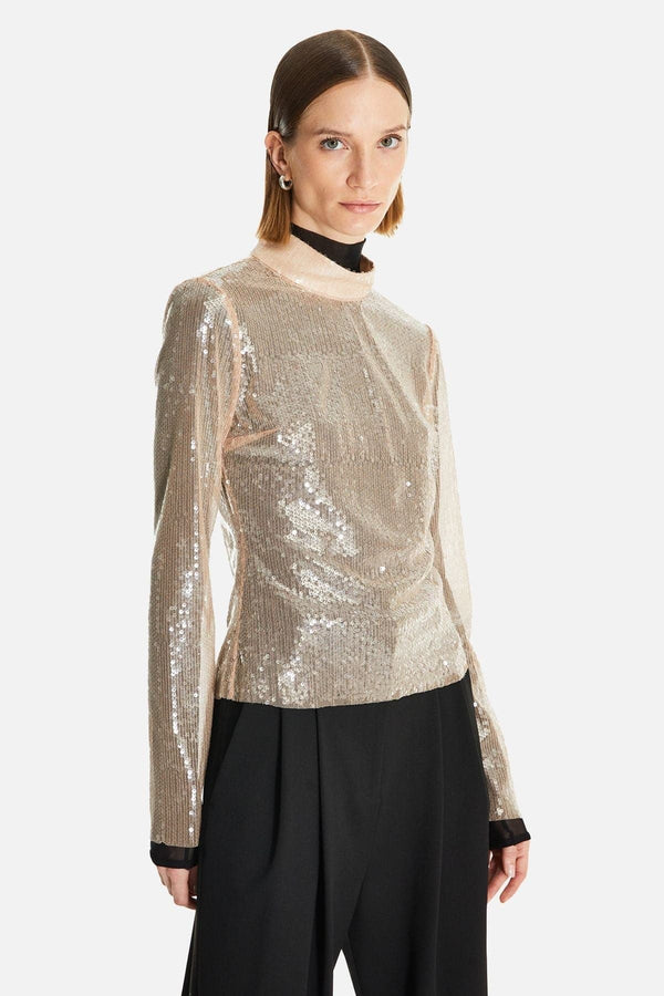 Nishi Uzun Kollu Payet Bluz - shopi go