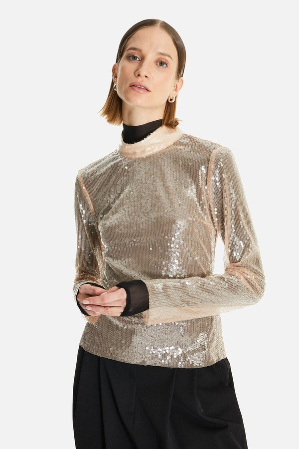 Nishi Uzun Kollu Payet Bluz - shopi go